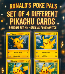 Set of 4 different Pikachu Cards - Random Set NM - Offical Pokemon TCG - Image 2