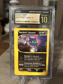 Rocket's Sneasel # 5 Best of Game PROMO Pokemon CGC PRISTINE 10 MINT! 🔥🔥 - Image 1