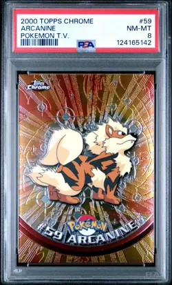 2000 TOPPS CHROME POKEMON T.V. #59 ARCANINE PSA 8 - Image 1