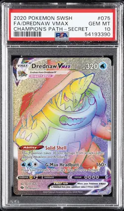 2020 POKEMON SWORD & SHIELD CHAMP'S PATH SECRET FULL ART/DREDNAW VMAX PSA 10 - Image 1