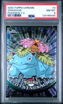 2000 TOPPS CHROME POKEMON T.V. #3 VENUSAUR PSA 8 - Image 1