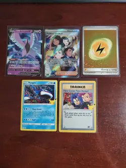 Pokemon 5 Card Lot Holos EX, V And Rare Cards , Great Value Set Building Lot13 - Image 1