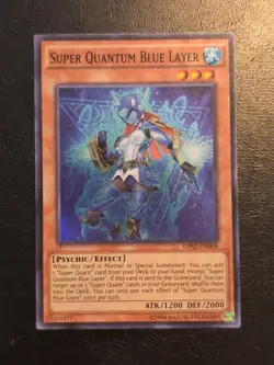 Yu-Gi-Oh! SUPER RARE CARD SUPER QUANTUM BLUE LAYER OP02-EN008 NM/VLP - Image 1