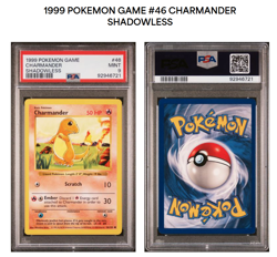 PSA 9 1999 Base Set SHADOWLESS Charmander 46/102 Pokemon Cards - Image 1