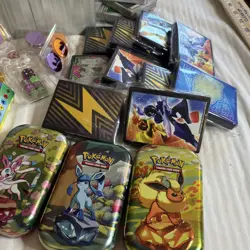 Pokemon Card Lot Tins, Cards, Pins, Sleeves, Dice And More! - Image 2