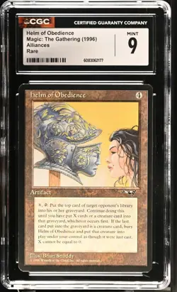 HELM OF OBEDIENCE Alliances Rare Reserved List CGC 9 MTG [Nostalgium] - Image 1