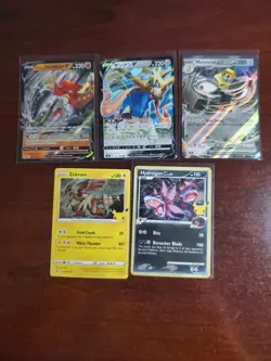 Pokemon 5 Card Lot Holos EX, V And Rare Cards , Great Value Set Building Lot15 - Image 1