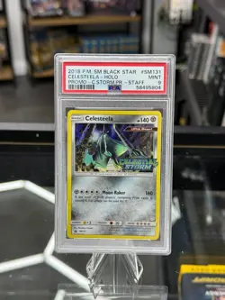 PSA 9 Pokemon Celesteela STAFF Prerelease Promo Celestial Storm SM131 RARE Holo - Image 1
