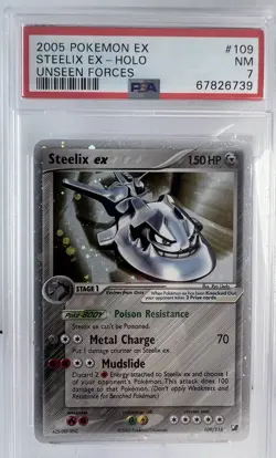 STEELIX EX #109/115 2005 Pokemon Ex Unseen Forces PSA 7 NM - Image 1