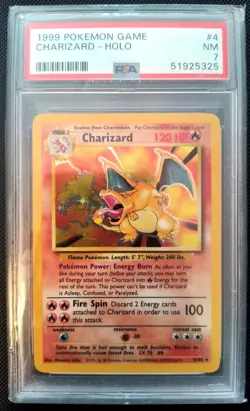 1999 POKEMON BASE SET UNLIMITED #4 CHARIZARD-HOLO PSA 7 - Image 1