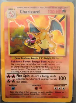 1999 POKEMON BASE SET UNLIMITED #4 CHARIZARD-HOLO PSA 7 - Image 3