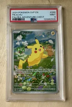 2024 Pokemon SVP EN Pikachu PSA 9 Mint #088 Paldea Adventure Chest - Image 1