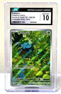 Bulbasaur 166/165 Scarlet & Violet 151 - Illustration Rare - CGC 10 Pokemon TCG. - Image 1