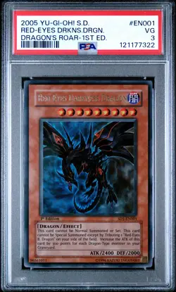 2005 YU-GI-OH! STRUCTURE DECK DRAGON'S ROAR RED-EYES DARKNESS DRAGON PSA 3 - Image 1