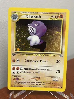 Pokemon Card - Poliwrath 1st Edition - Neo Genesis - Holo Rare - 9/75 - LP-MP - Image 1