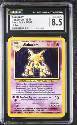 CGC 8.5 Alakazam 1999 Base Set 1/102 Holo Pokemon Card - Image 1