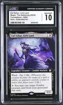 ZUL ASHUR, LICH LORD Foundations Extended Art Rare CGC 10 MTG [Nostalgium] - Image 1