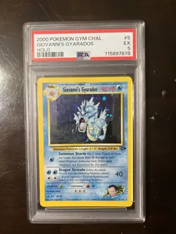 Pokemon TCG Giovanni's Gyarados Holo Swirl 5/132 Gym Challenge PSA 5 - Image 1