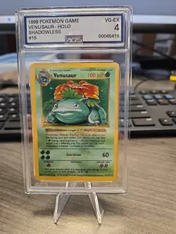15/102 VENUSAUR HOLO SHADOWLESS - Grade AGS 4 - 1999 POKEMON BASE SET SHADOWLESS - Image 1