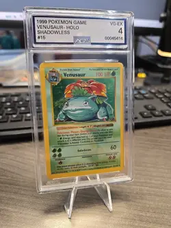 15/102 VENUSAUR HOLO SHADOWLESS - Grade AGS 4 - 1999 POKEMON BASE SET SHADOWLESS - Image 2