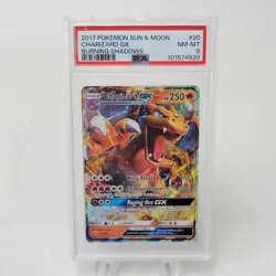 CHARIZARD GX (PSA 8) Pokemon Sun & Moon Burning Shadows 20/147 (Cracked Case) - Image 1