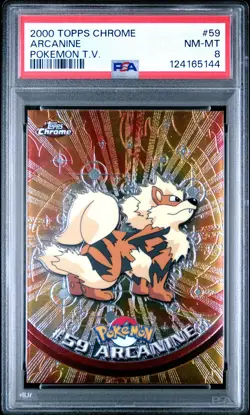 2000 TOPPS CHROME POKEMON T.V. #59 ARCANINE PSA 8 - Image 1