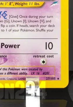 Pokemon TCG Card - Unown [G] 27/105 Neo Destiny Rare Vintage - Image 5