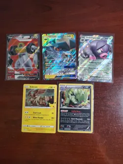 Pokemon 5 Card Lot Holos EX, V And Rare Cards , Great Value Set Building Lot23 - Image 1