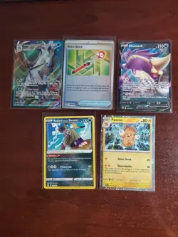 Pokemon 5 Card Lot Holos EX, V And Rare Cards , Great Value Set Building Lot21 - Image 1