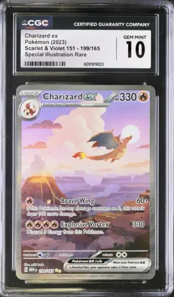 2023 POKEMON MEW EN-151 SPECIAL ILLUSTRATION RARE #199 CHARIZARD EX CGC 10 - Image 1