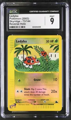 CGC 9 MINT Ledyba 2003 Skyridge 73/144 Reverse Holo Pokemon Card psa - Image 1