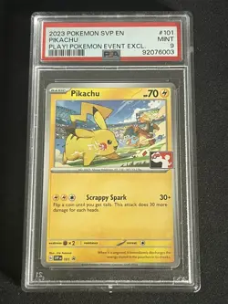 Pikachu SVP 101 Scarlet & Violet Exclusive League Stamped Promo Pokemon PSA 9 - Image 1