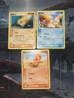 Fire Red & Leaf Green 3 Card Lot Cubone, Krabby, Charmander Pokemon - Image 1