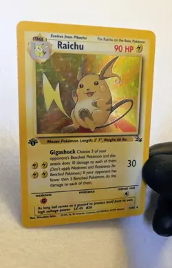 Pokemon TCG Raichu 1st Edition Holo Card 14/62 Fossil 1999 - Image 1