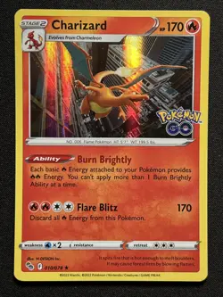 Pokemon Go TCG 2 Charizards Reverse + Full Holo Rare Card 010/078 NM - Image 2