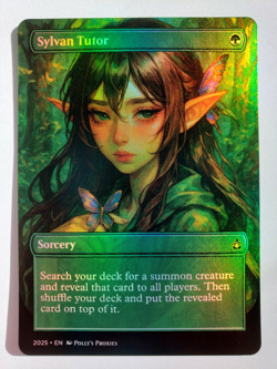 Sylvan Tutor FOIL Proxy Playtest Card Custom Fantasy Anime Elf Girl Art Design - Image 1