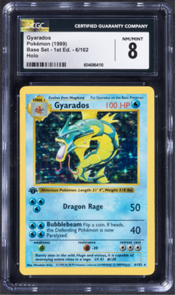 1999 Pokemon Base Set Gyarados 1st Edition CGC 8 - Image 1