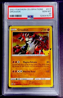 2021 Pokemon Celebrations #017 GROUDON HOLO PSA 10 GEM MINT *1577 - Image 1