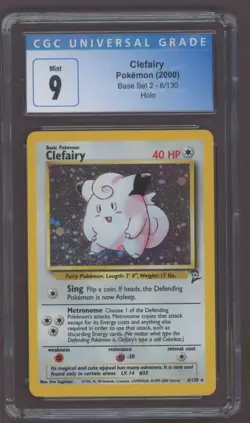 Clefairy 6/130 Base Set 2 Holo Rare Pokemon Card CGC 9 - Image 1
