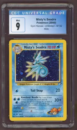 Mistys Seadra 9/132 Gym Heroes Holo Rare Pokemon Card CGC 9 - Image 1