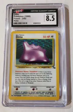Vintage Wotc CGC 8.5 Ditto 1999 Fossil 3/62 Holo Pokemon Card - Image 1
