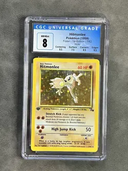 CGC 8 Hitmonlee 1999 Fossil 1st Edition 7/62 Holo Pokemon Card - Image 1