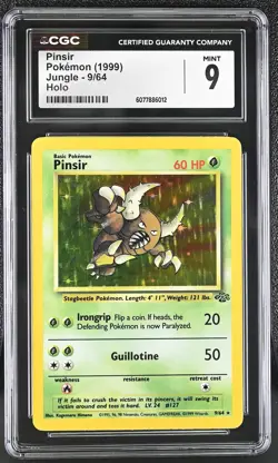 CGC 9 MINT Pinsir 1999 Jungle 9/64 Holo Pokemon Card - Image 1