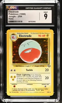 CGC 9 Electrode 2/64 Holo Jungle Pokemon Card - Image 1
