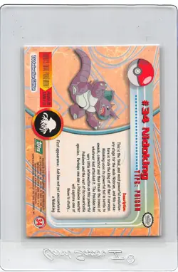 Nidoking #34 - GREEN LOGO - NON-HOLO - Series 1 - TOPPS POKEMON CARD - NM/LP - Image 2