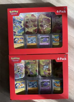 Sam’s Club Pokemon 4 Mini Tins + 4 Promo Cards (8 Tins Total) Pack 2 Both Boxes - Image 1