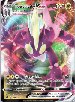 Pokemon TCG Toxtricity VMAX Rebel Clash Holo Ultra Rare Card 071/192 - Image 1