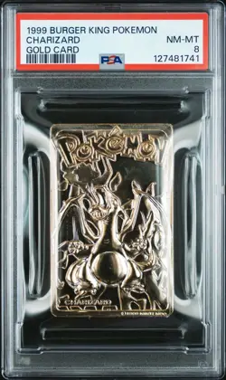 1999 BURGER KING POKEMON GOLD METAL CARD CHARIZARD PSA 8 NM-MINT LOW POP! - Image 1