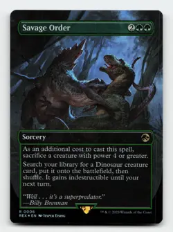 Savage Order Borderless Foil Jurassic World Collection Magic The Gathering Card - Image 1
