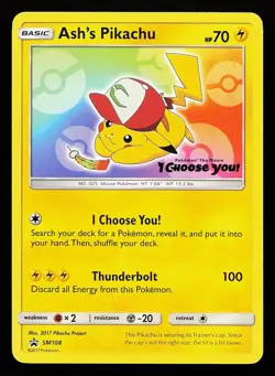 Ash's Pikachu SM108 I Choose You Promo Pokemon Card - Image 1